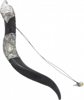 Small kudu shofar, anointing oil, silver plated, with Star of David pattern, handmade