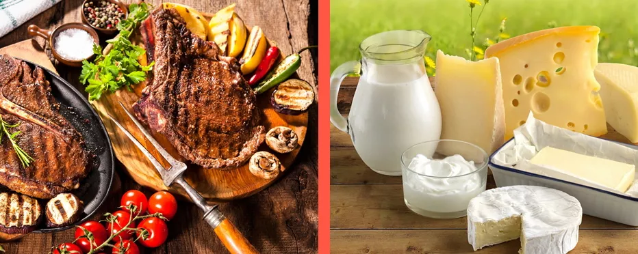 Meat and milk Meat and milk