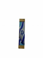 Mezuzah case made of olive wood and epoxy glass Flag of Israel