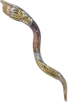 Silver and gold plated shofar, menorah pattern, handmade