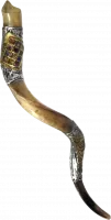 Silver-plated kudu shofar with a hosen pattern, handmade
