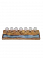 Wooden seven-candle holder with a clear stream