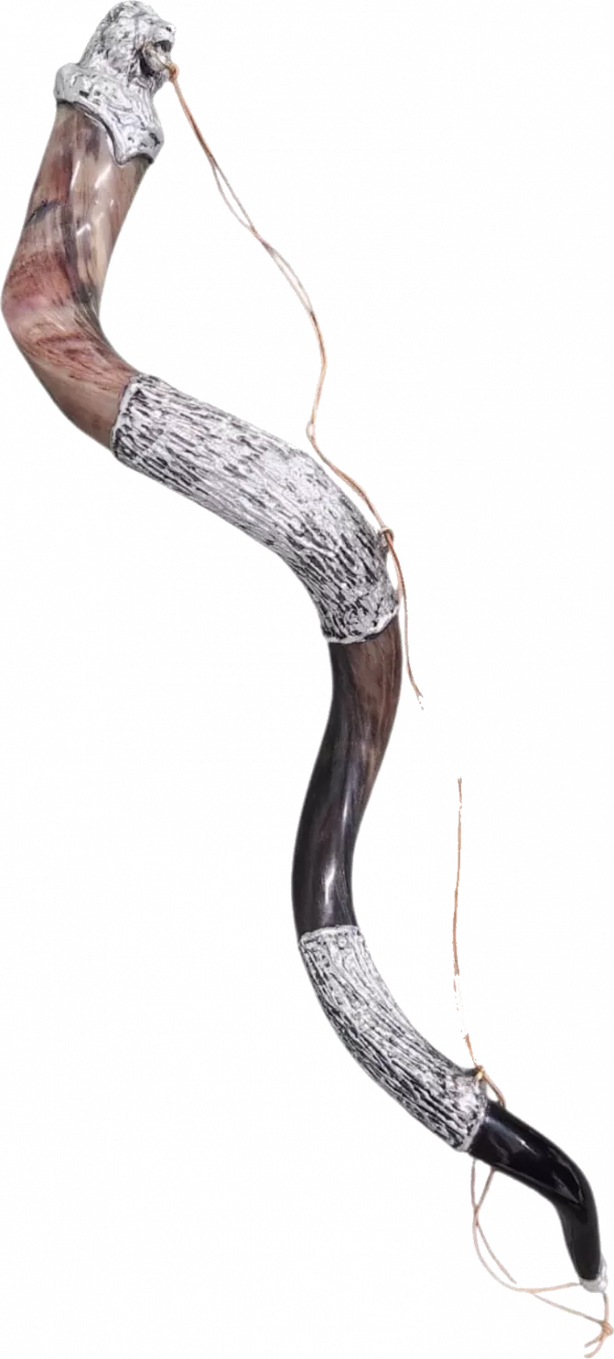 Large kudu shofar, for anointing oil, silver plated, handmade_1