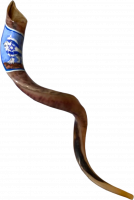 Shofar kudu, Roaring  Lion of Judah Wrapped in the Israeli Flag, handmade