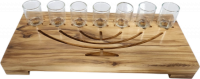 Olive wood menorah, with a menorah engraving and glass cups, handmade