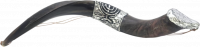 Small kudu shofar, anointing oil, silver plated, with a menorah pattern , handmade