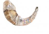 Large silver-plated rum shofar with a hosen pattern