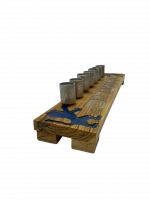 Wooden seven-candle holder with blue lions_1