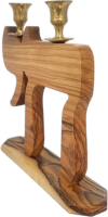 Candelesticks made of olive wood, with a pattern of the Hebrew inscription Chai, suitable for candels,oil_1