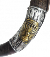 Shofar kudu, with silver and gold plated, patterned after the Ark of the Covenant, handmade_2